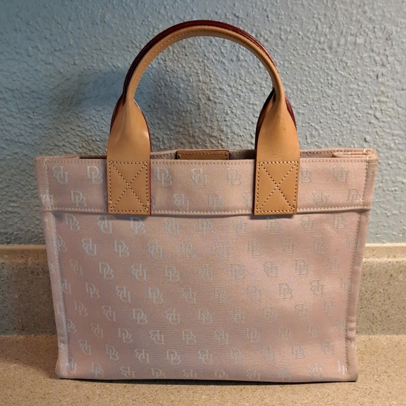 Dooney & Bourke Vintage Pink Signature Logo Small Tote Bag with Leather Handles - Picture 2 of 12